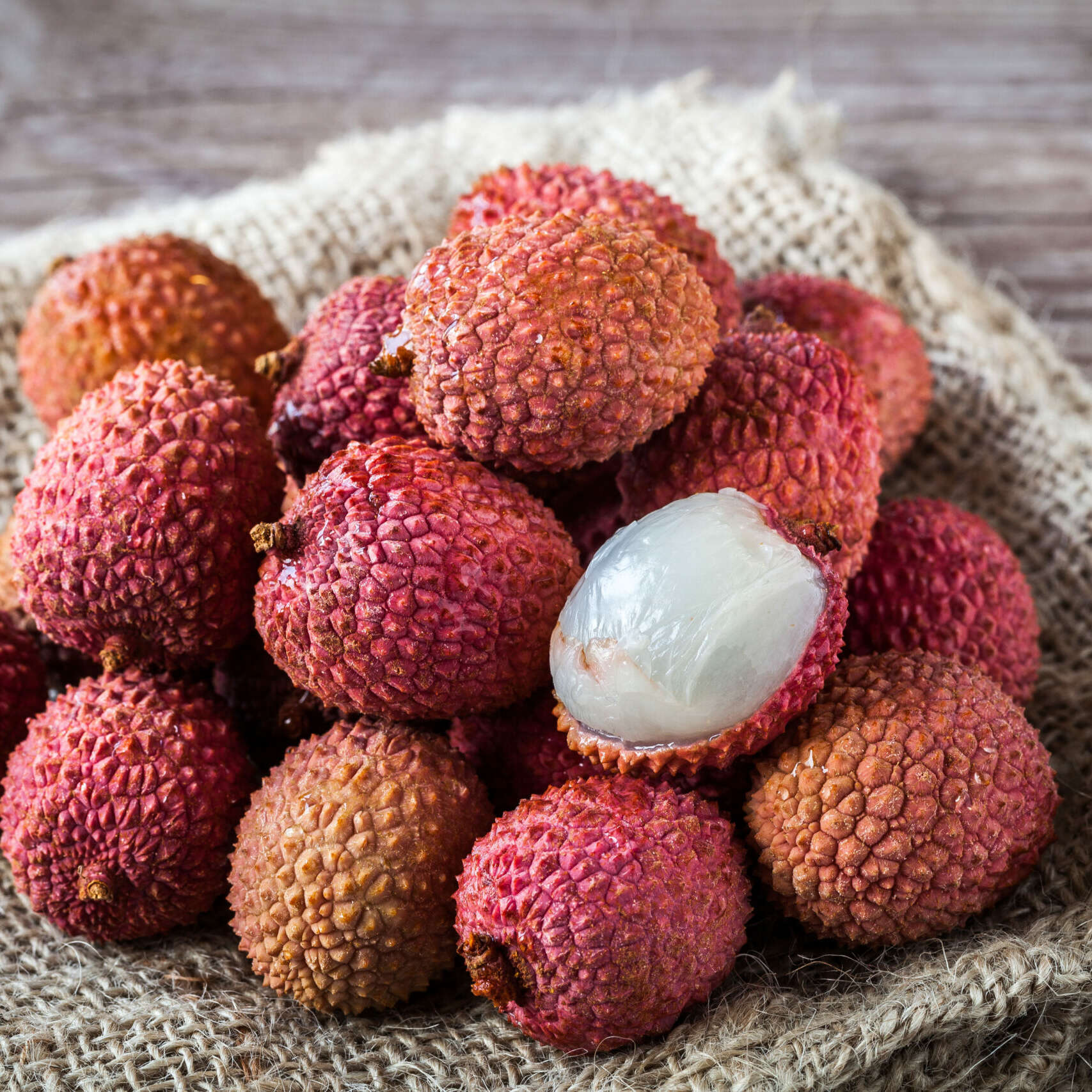 Assortment of tasty and fresh litchi  exotic fruits